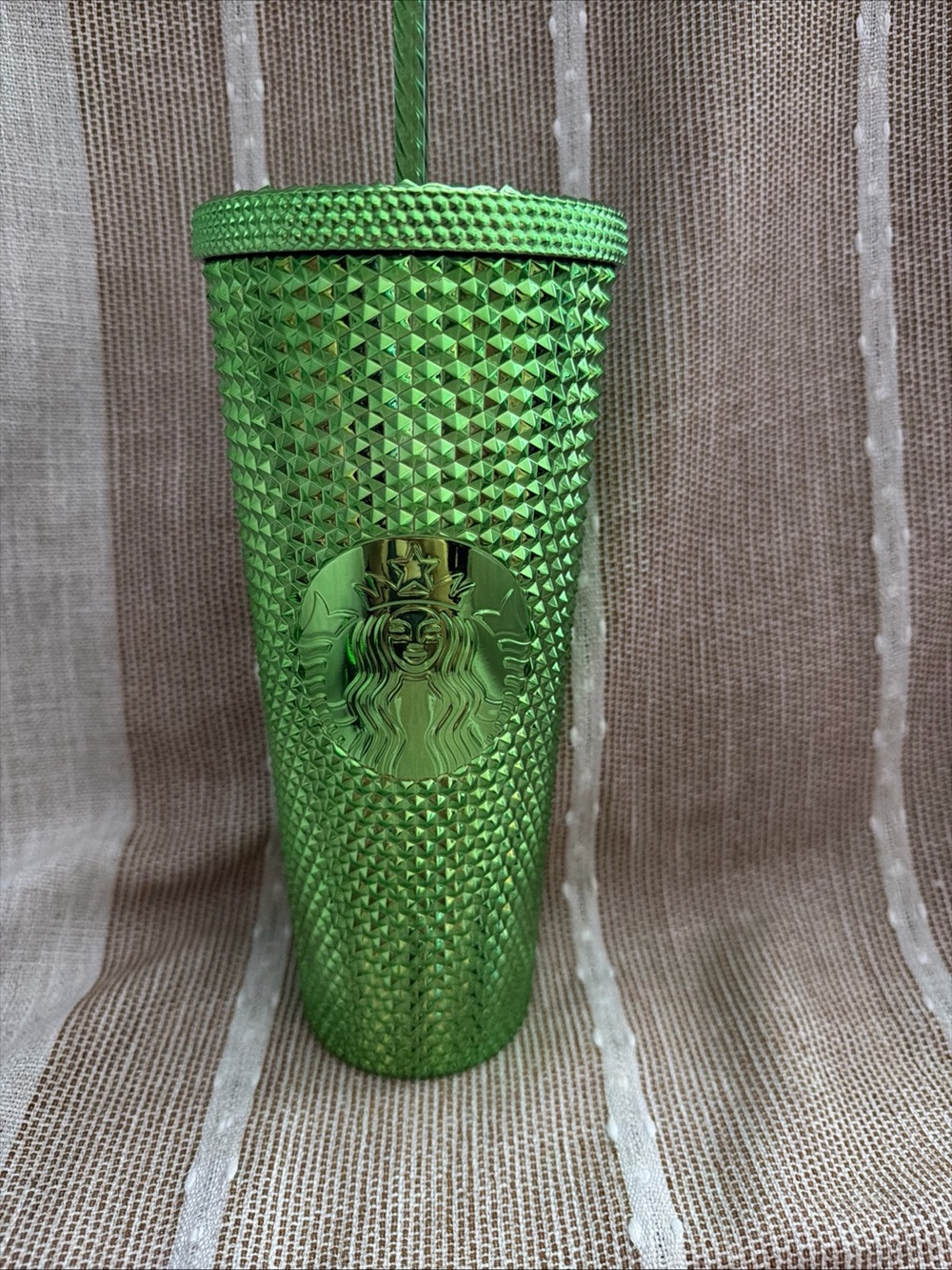 Starbucks Metallic Lime Green Studded Tumbler with Straw